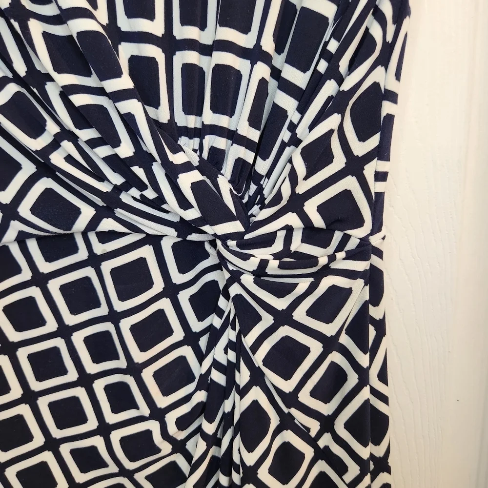 Lauren Ralph Lauren Shift Dress Sz: 8 Navy and White Geometric Dress - Picture 6 of 13